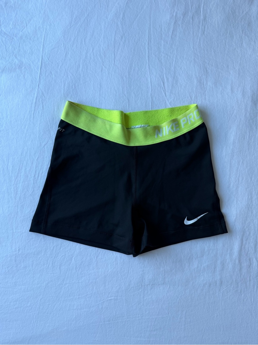 Nike Pro Black Shorts with neon waistband